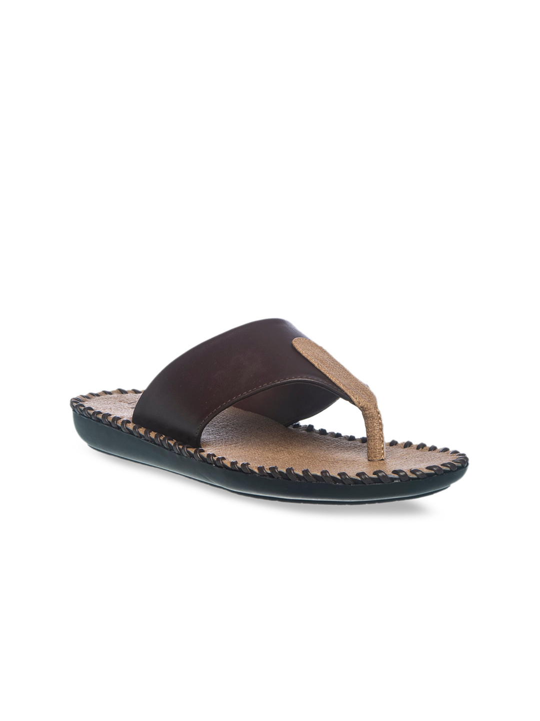 

Khadims Men Coffee Brown & Beige Colourblocked Comfort Sandals