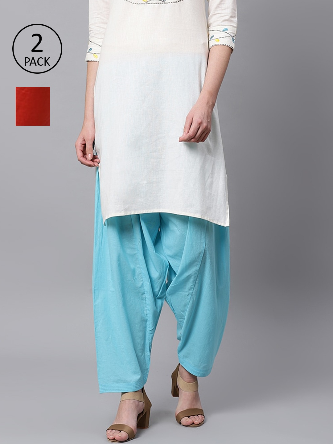 

Kifahari Women Pack Of 2 Solid Loose-Fit Salwars, Blue