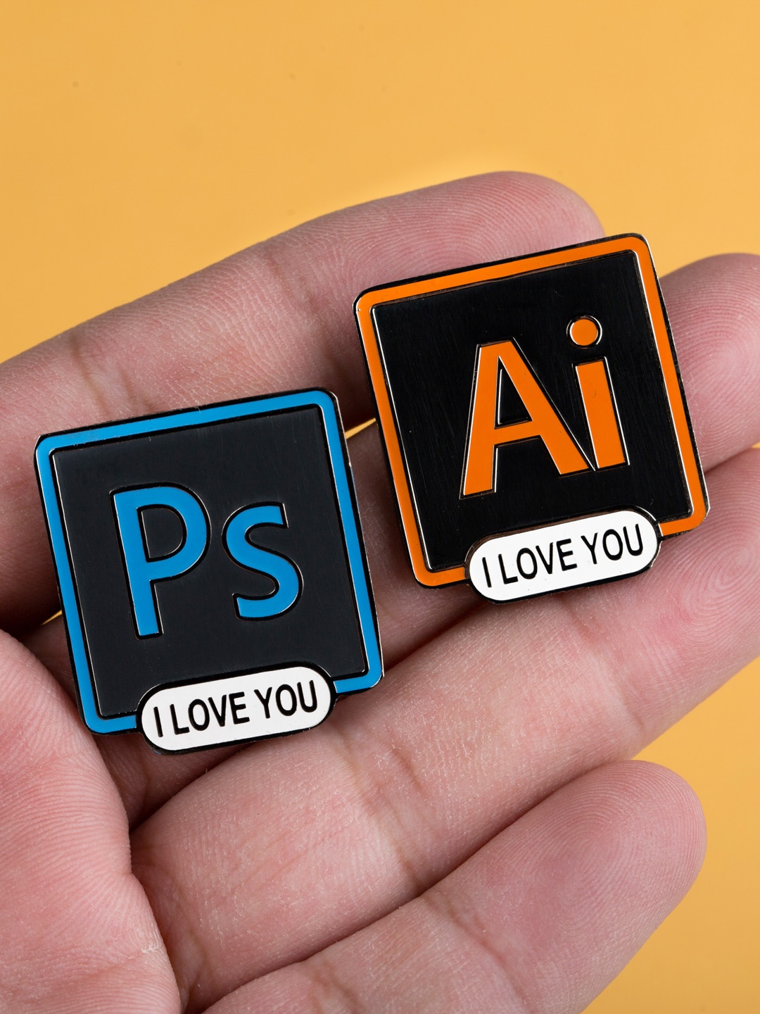 

Bigsmall Unisex Set of 2 Ps Ai Love You Metallic Lapel Pins, Multi
