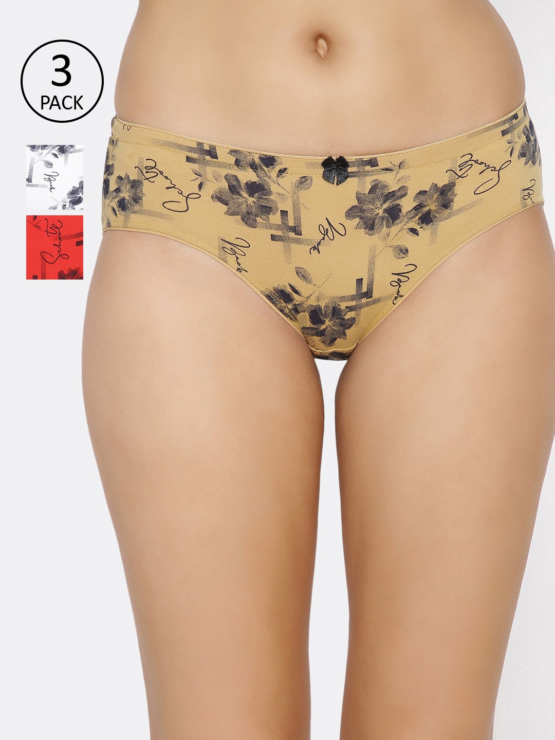 

Lady Lyka Women Pack Of 3 Printed Hipster Briefs PREETY-SECRET-4, White
