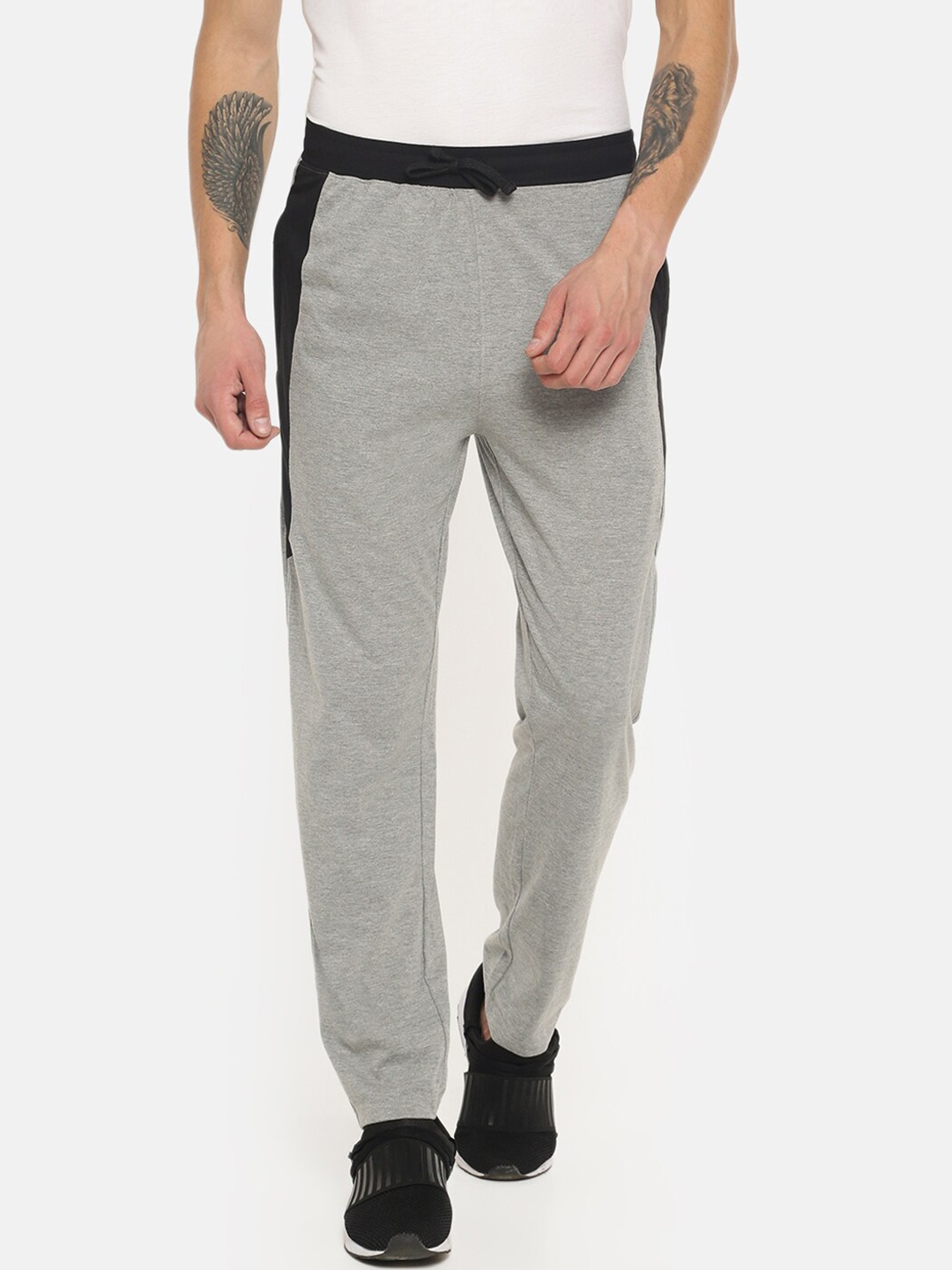 Dollar Men Grey Melange Solid Track Pants