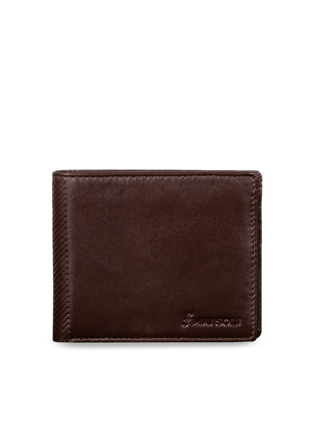 MAI SOLI Men Brown Solid Two Fold Wallet