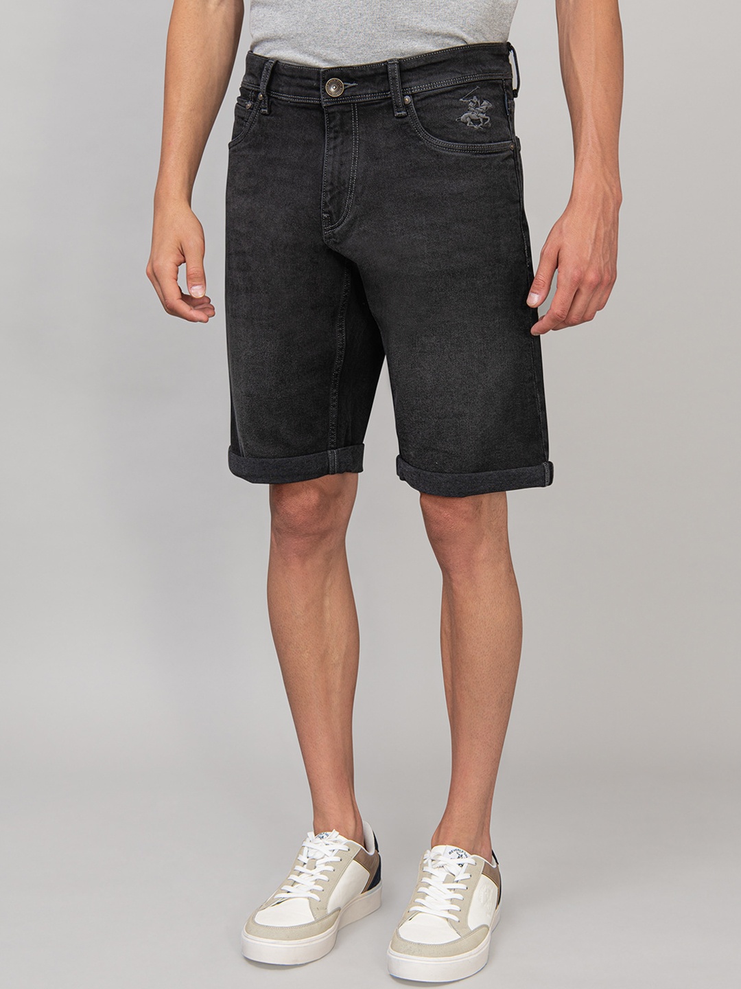 

Beverly Hills Polo Club Men Black Washed Skinny Fit Denim Shorts