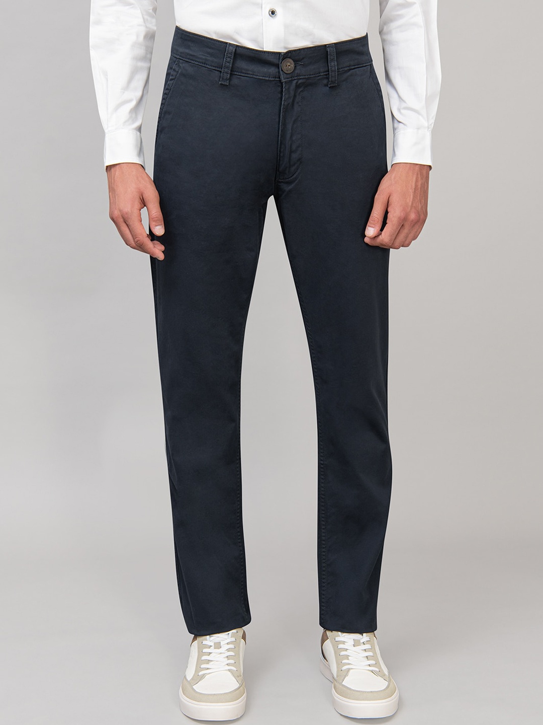 Beverly Hills Polo Club Men Navy Blue Slim Fit Solid Regular Trousers