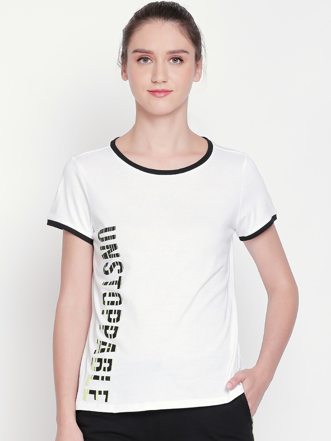 

Ajile by Pantaloons Women White Printed Round Neck T-shirt