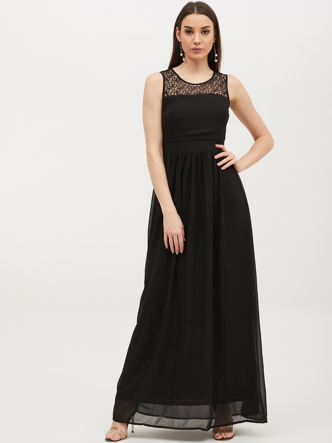 

Harpa Women Black Solid Maxi Dress