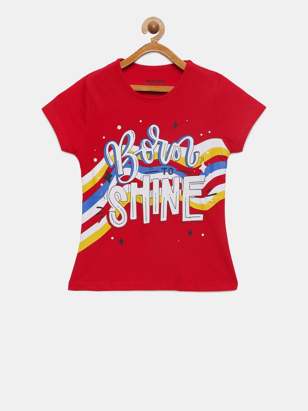 

mackly Girls Red & White Printed Lounge T-shirt