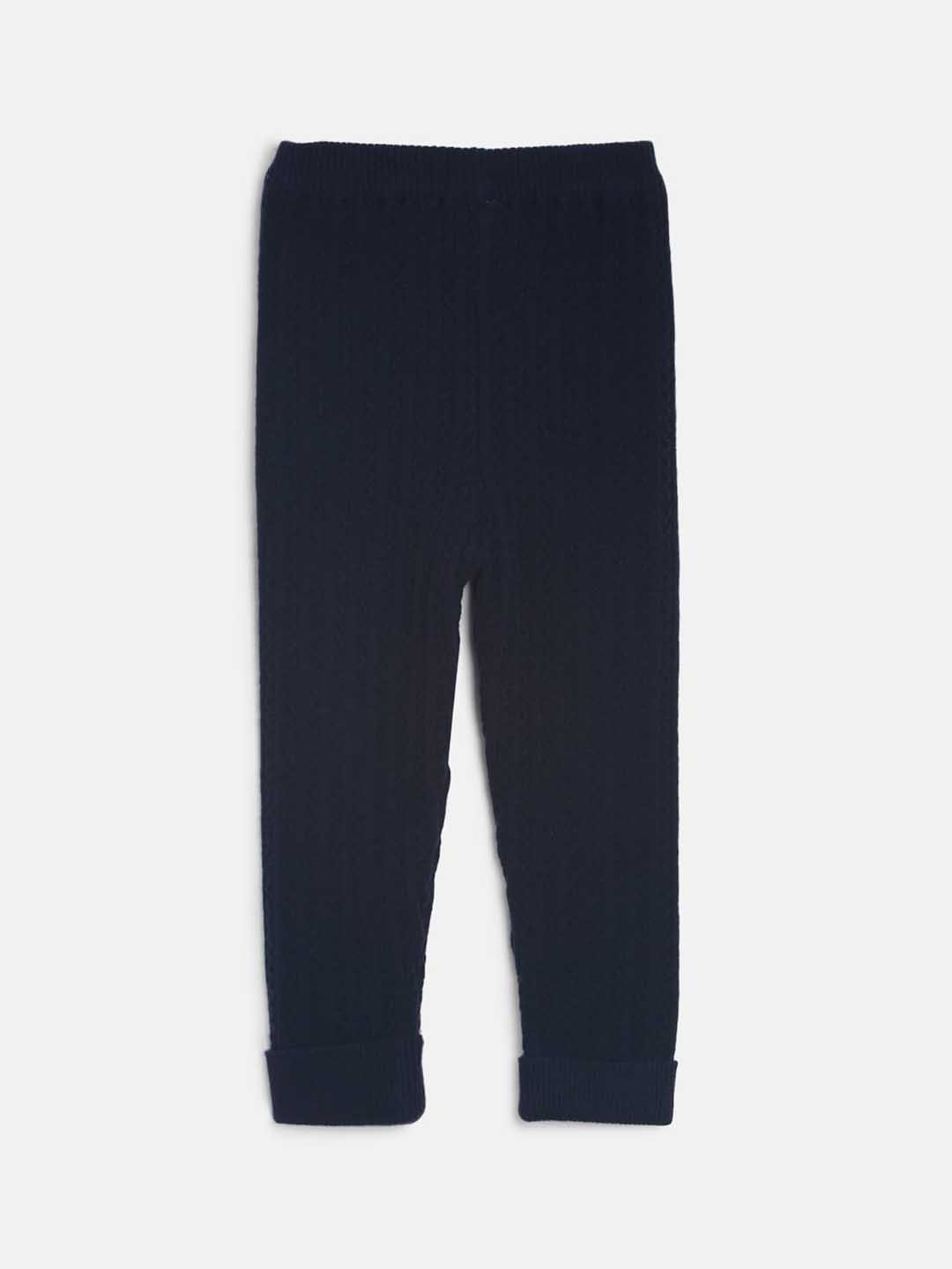 

MINI KLUB Girls Navy Blue Self-Design Leggings