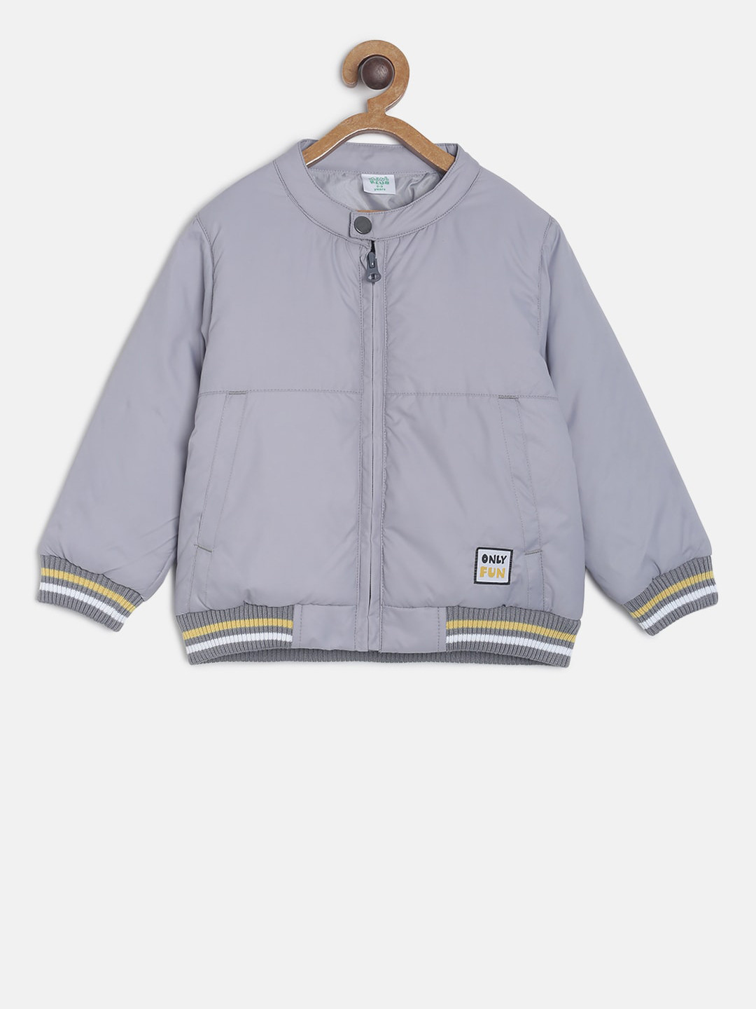 

MINI KLUB Boys Grey Solid Bomber Jacket