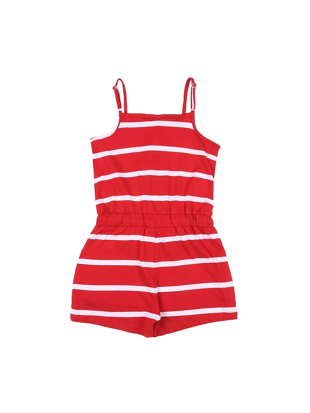 

Pantaloons Junior Girls Red & White Striped Playsuit