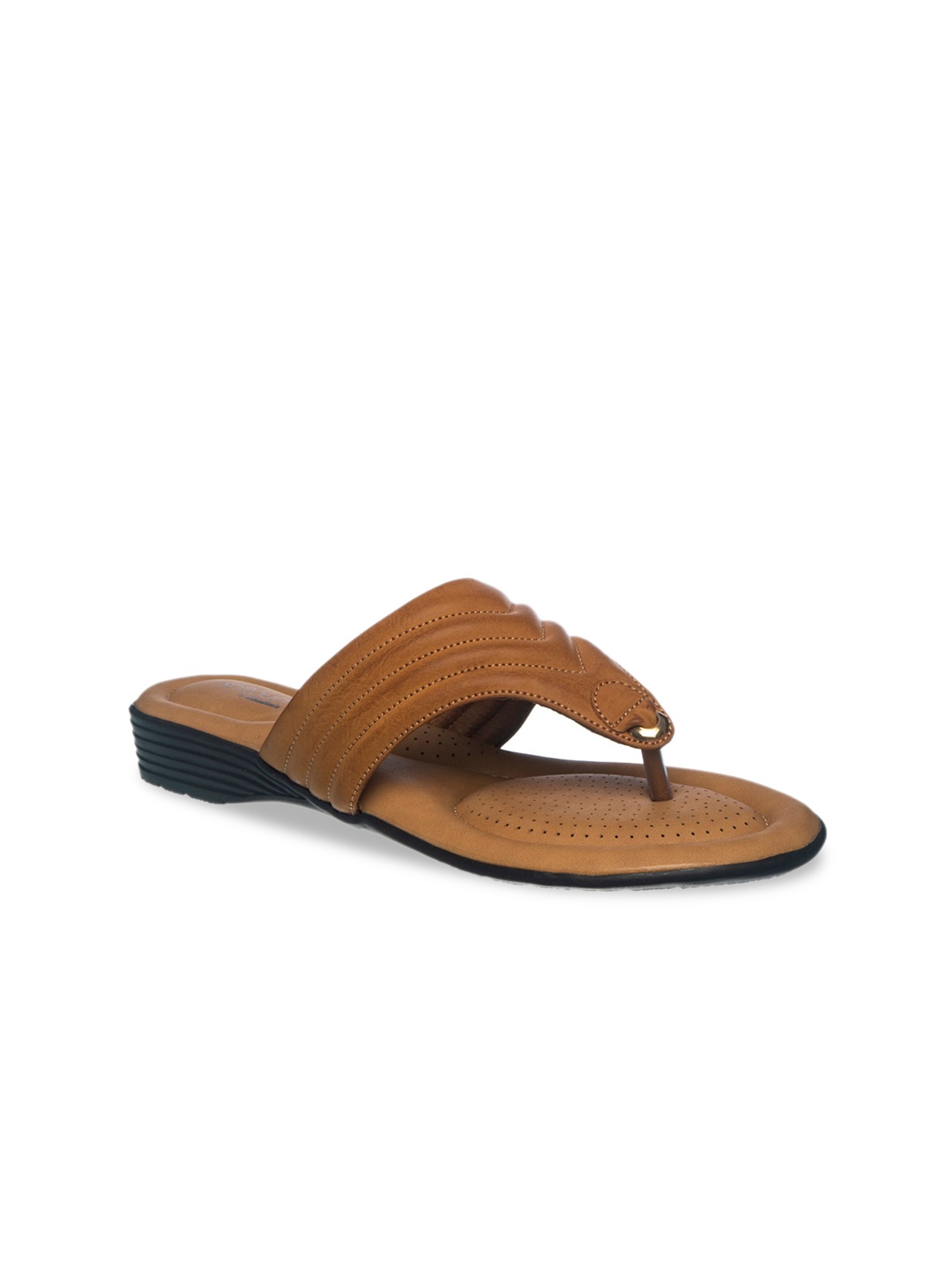 

Khadims Women Tan Brown Textured Open Toe Flats