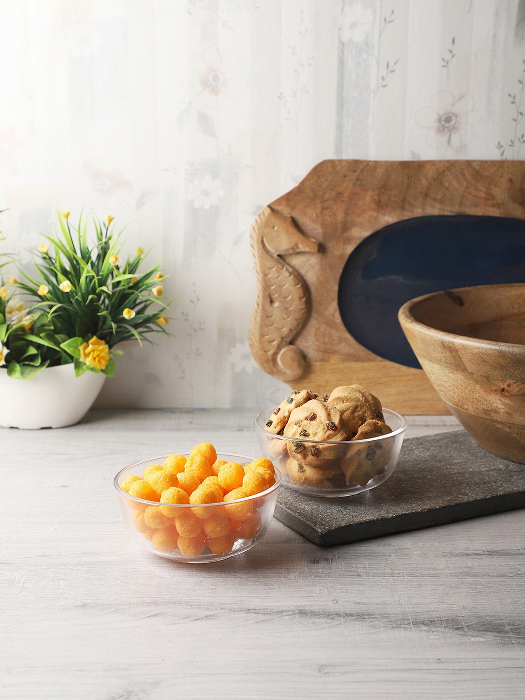 

ceradeco Set Of 6 Transparent Solid Glass Bowls