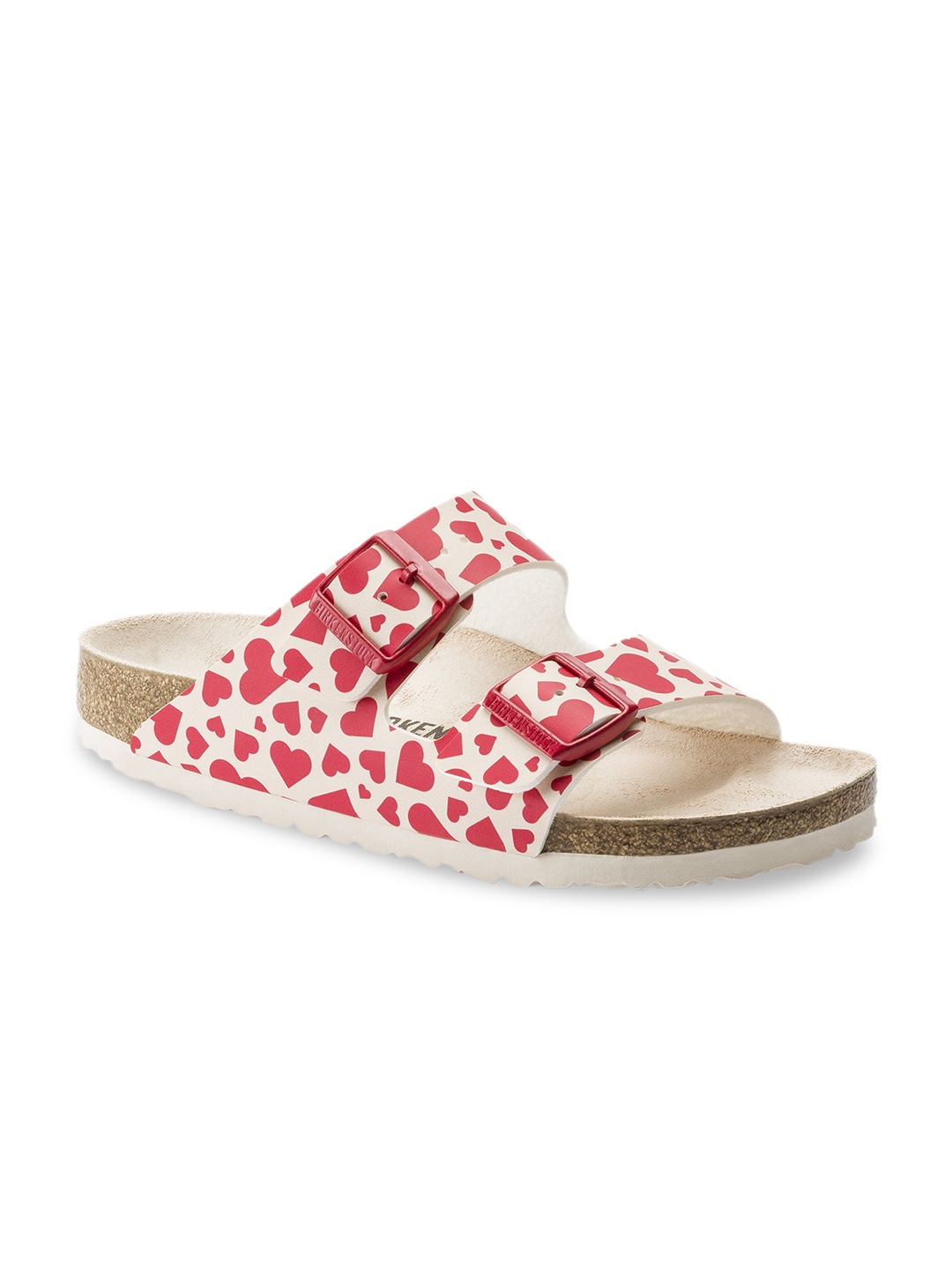 

Birkenstock Women Red & White Printed Arizona Narrow Width Flats