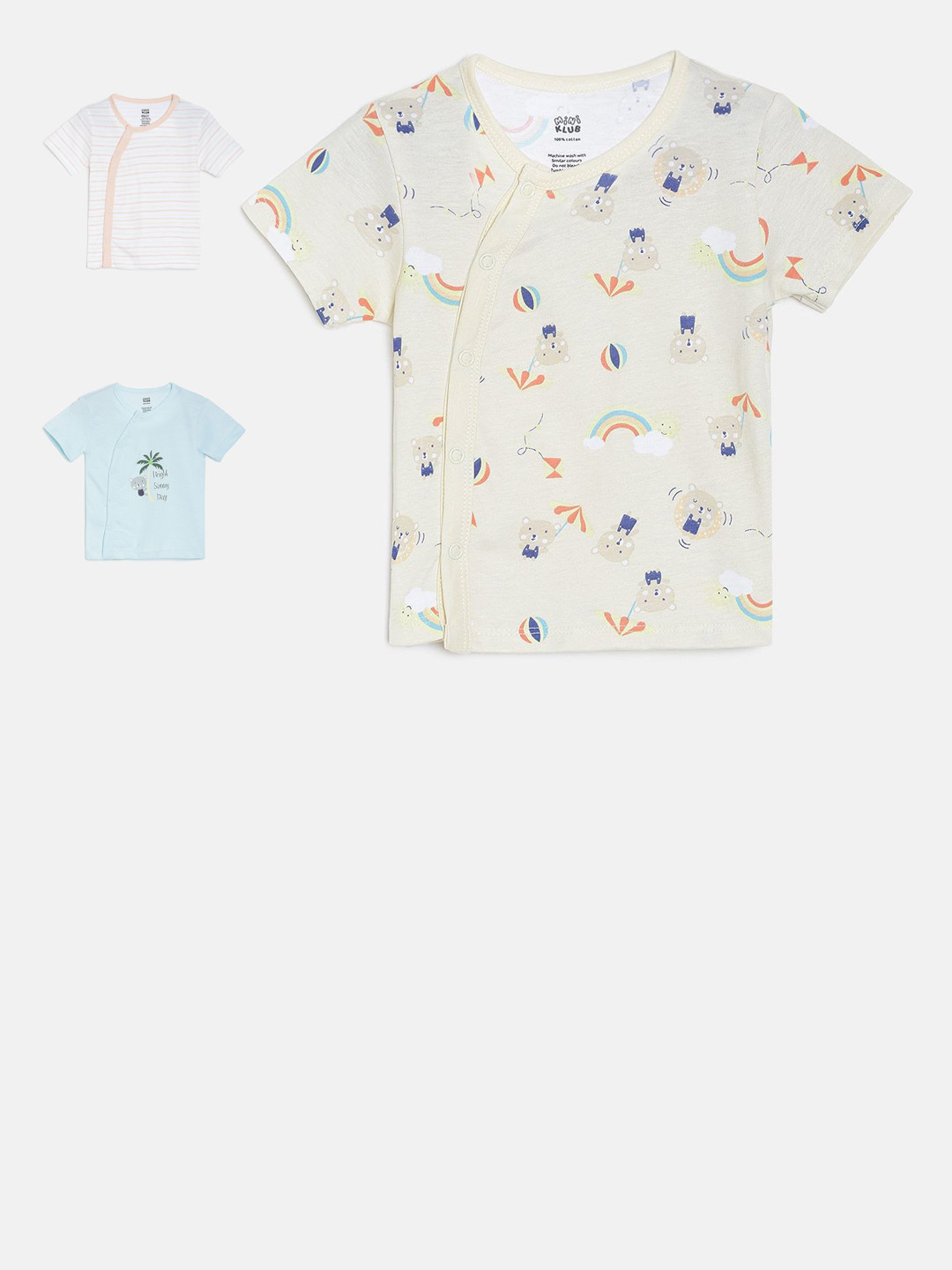 

MINI KLUB Boys Pack of 3 Printed Round Neck T-shirt, White