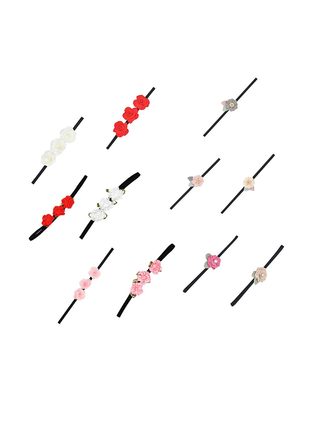

FUNKRAFTS Girls Set Of 11 Embellished Headbands, Black