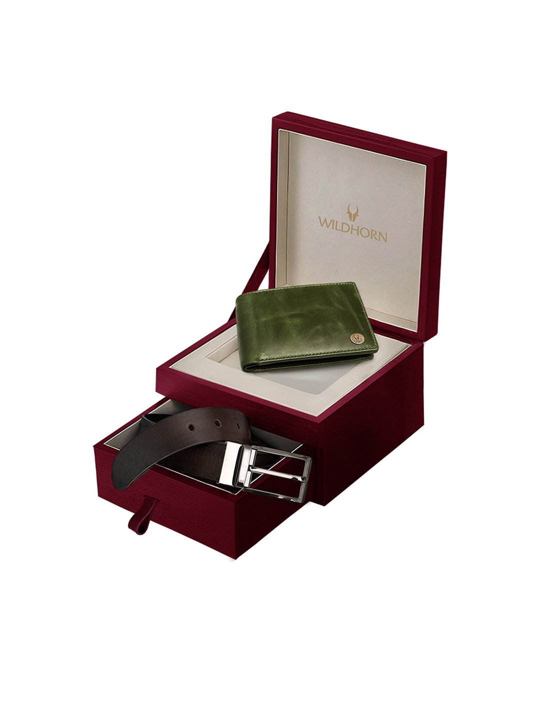 

WildHorn Men Green & Brown RFID Protected Genuine Leather Accessory Gift Set