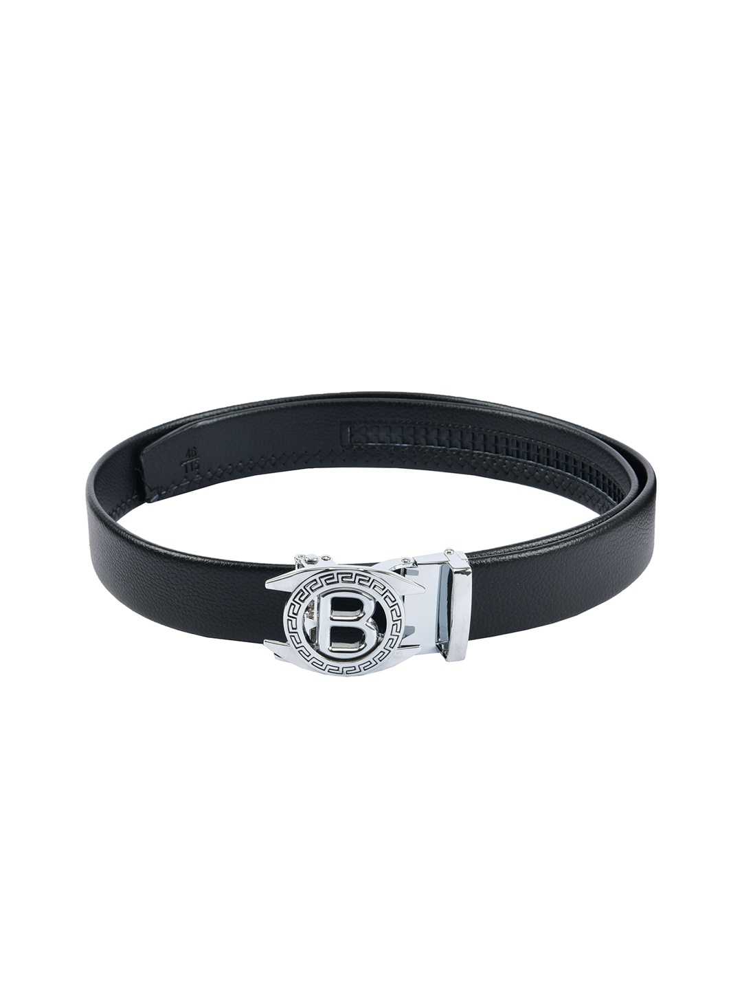 

WINSOME DEAL Men Black & Silver-Toned Solid Belt