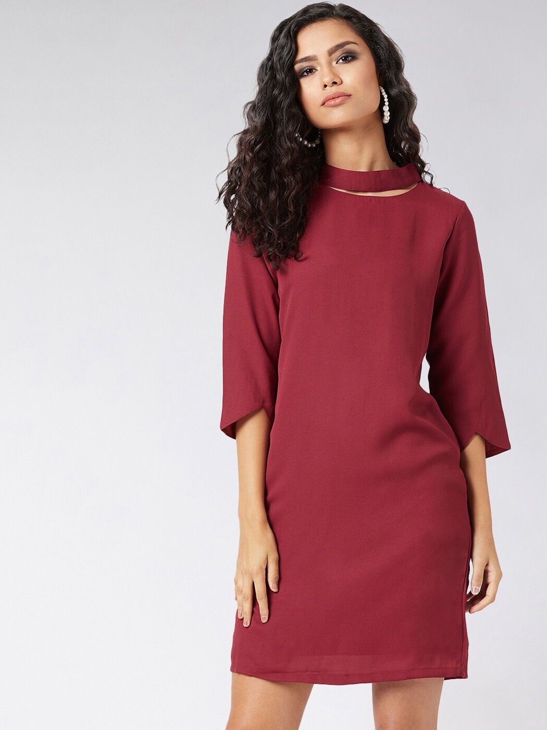

Miss Chase Women Maroon Solid Sheath Dress