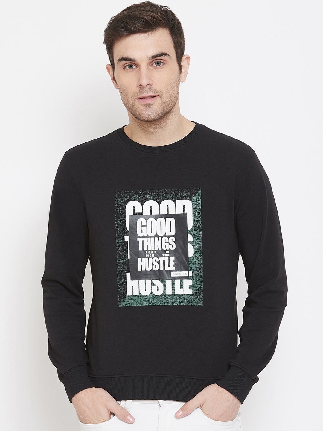 

Crimsoune Club Men Black & White Printed Sweatshirt