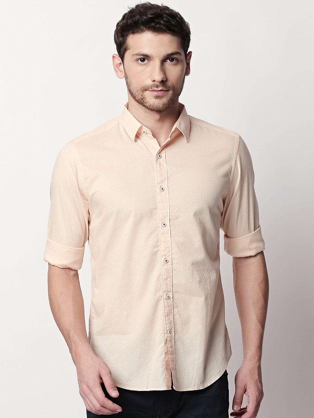 

RARE RABBIT Men Croosd Regular Fit Shirt, Beige
