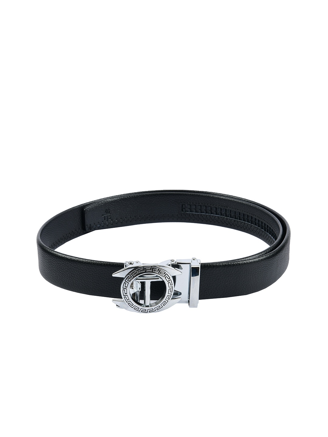 

WINSOME DEAL Men Black & Silver-Toned Solid Belt