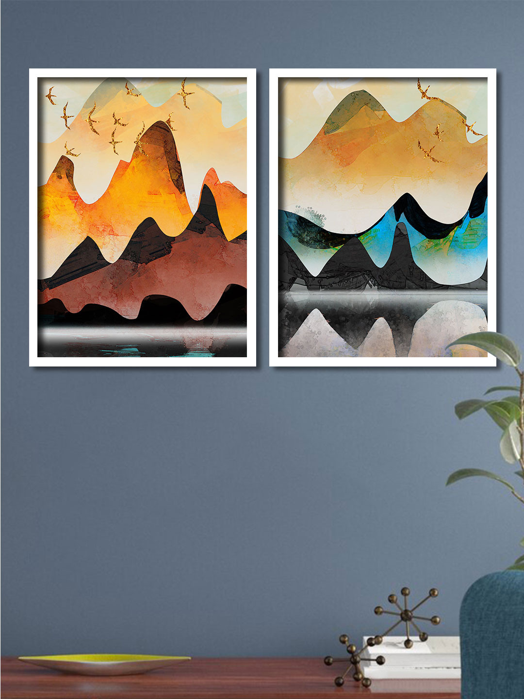 

Art Street Set Of 2 Multicoloured Mountains Framed Canvas Wall Art, Multi