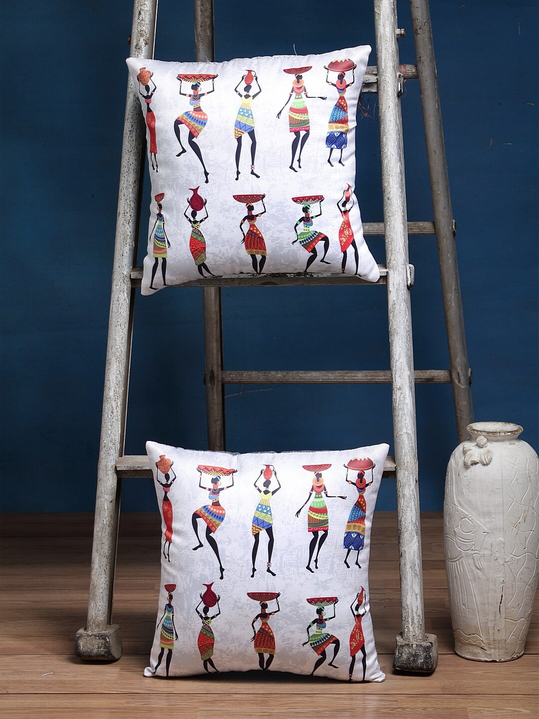 

Alina decor Multicoloured Set of 2 Quirky Square Cushion Covers, Multi