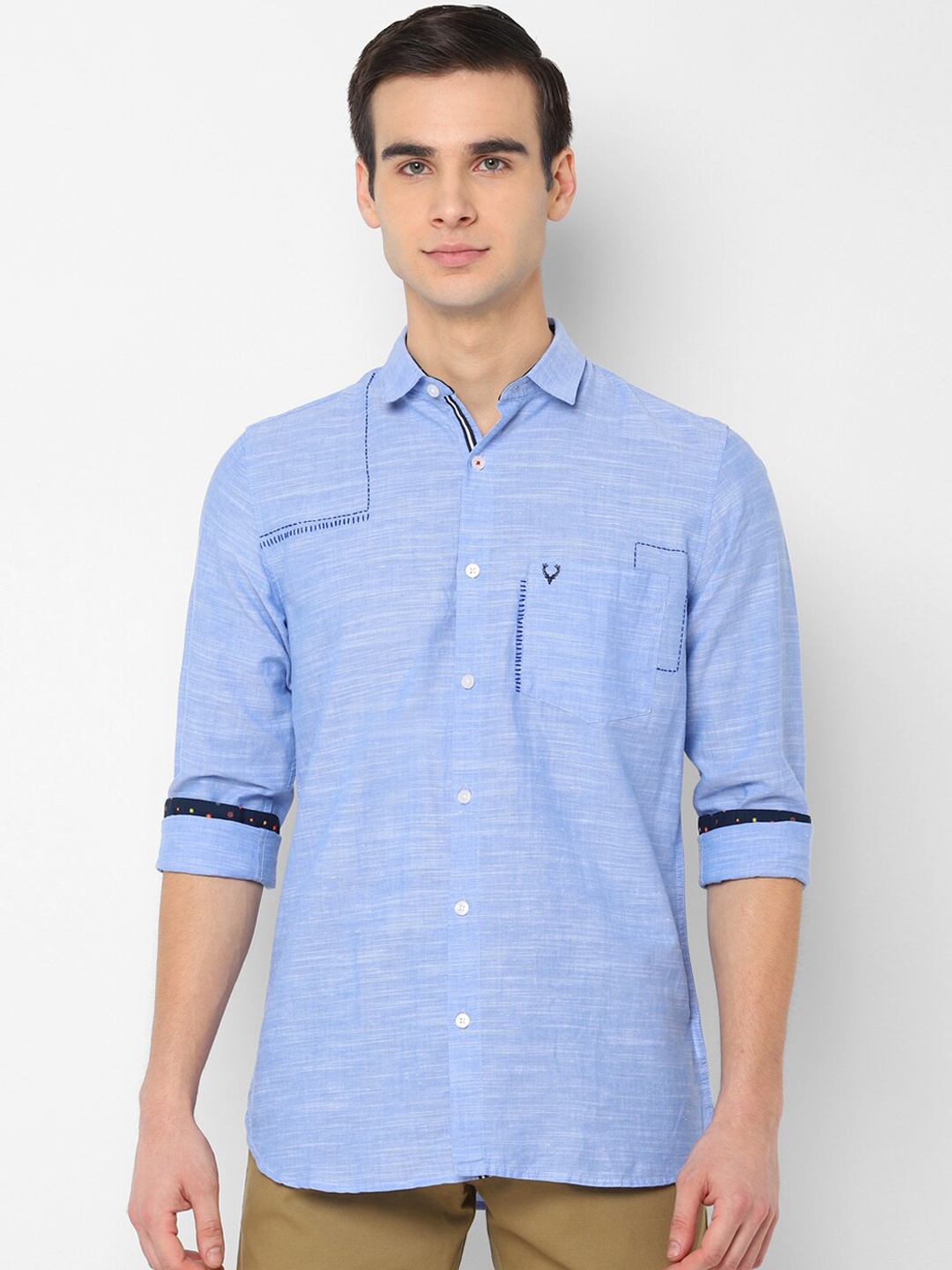 

Allen Solly Men Blue Slim Fit Self Design Casual Shirt