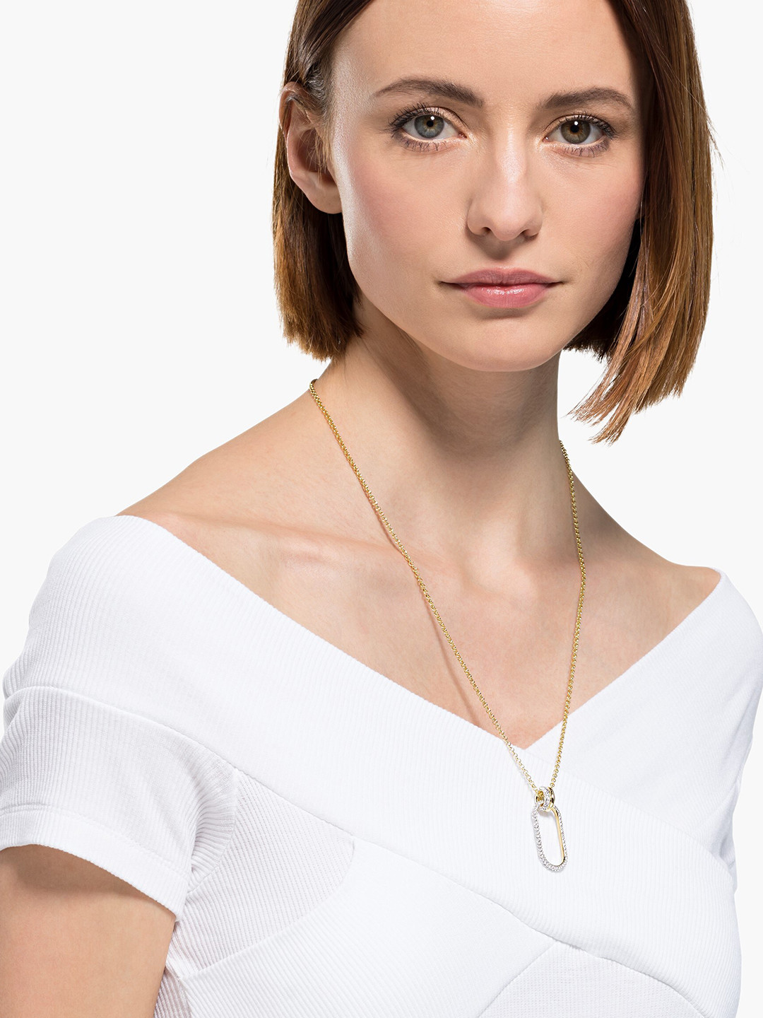 

SWAROVSKI White & Gold Toned Time Pendant With Metal Finish