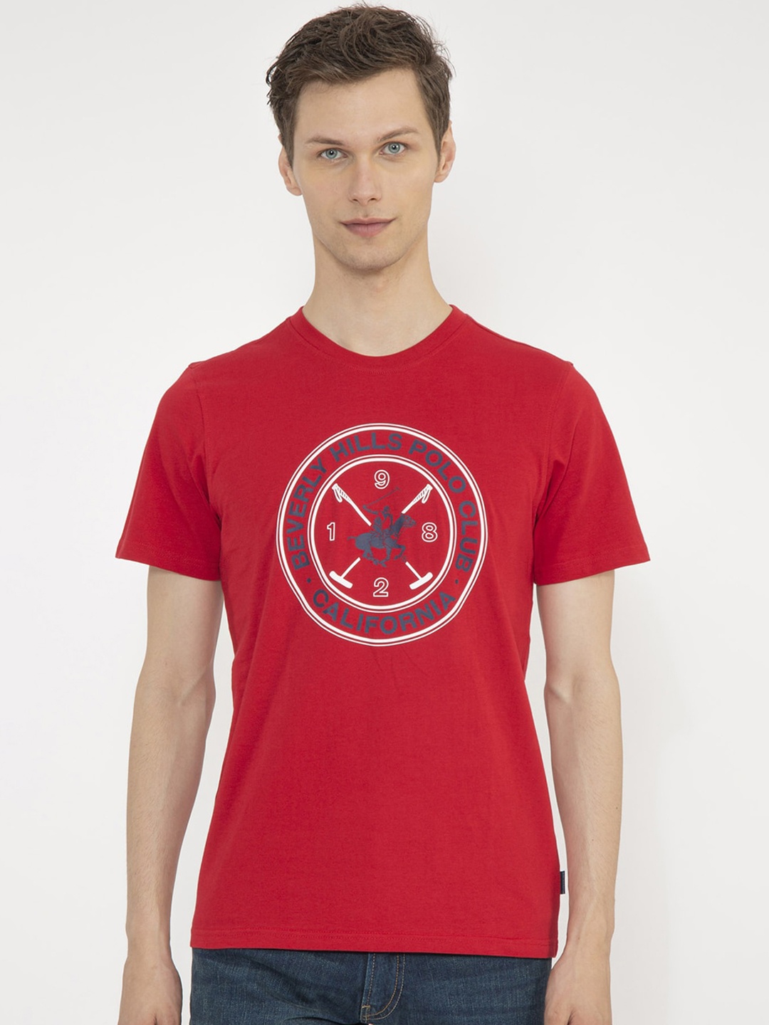 

Beverly Hills Polo Club Men Red Printed Round Neck T-shirt