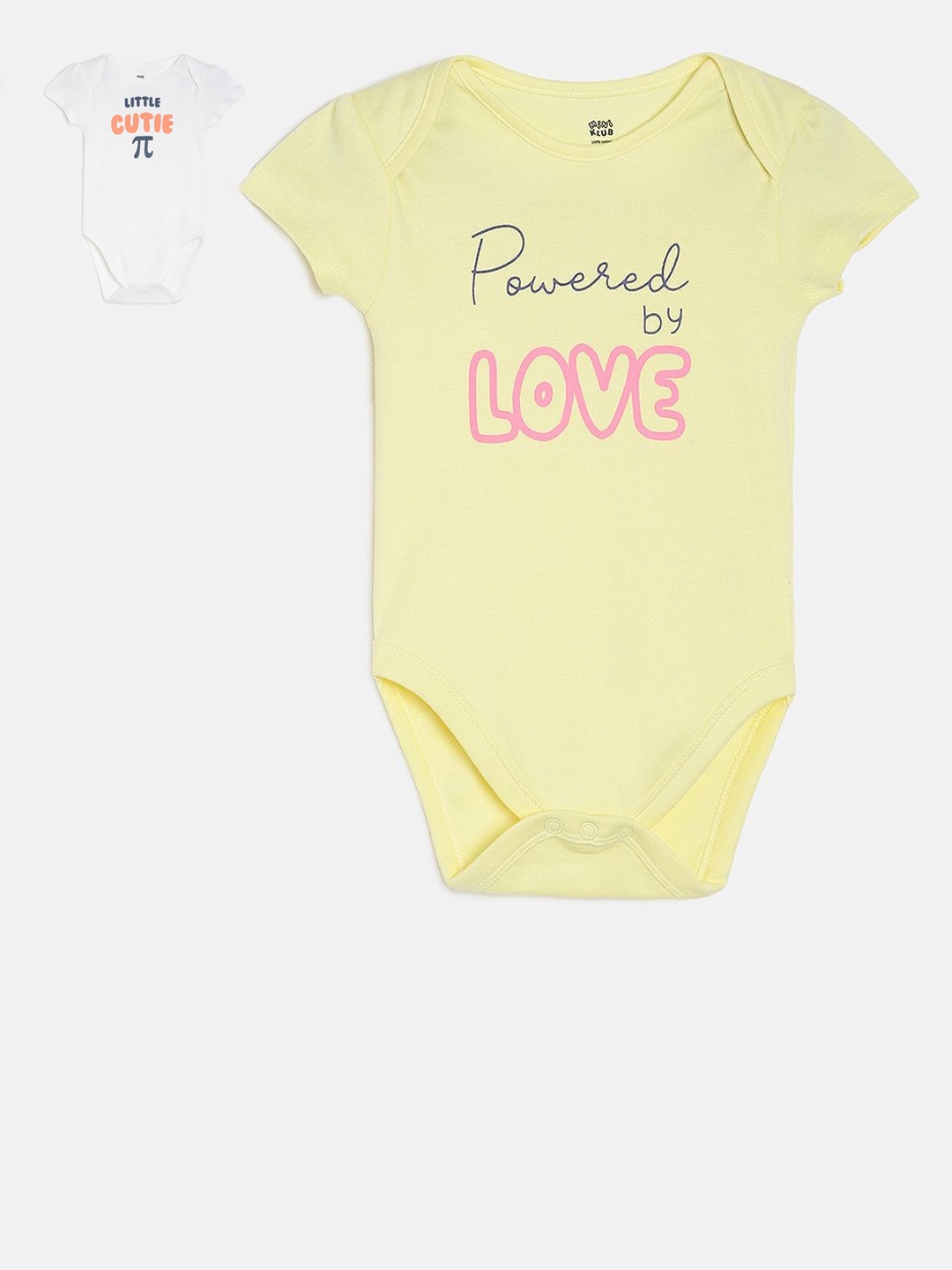 

MINI KLUB Infant Girls Pack Of 2 White & Yellow Printed Bodysuits