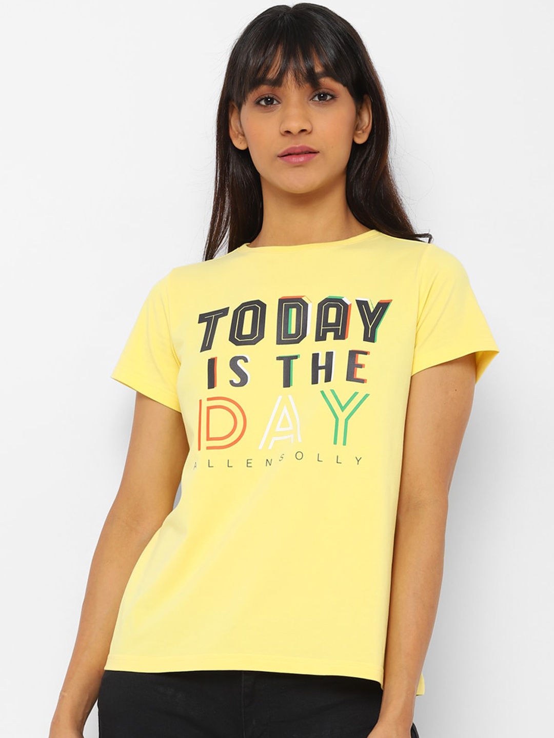 

Allen Solly Woman Yellow Printed Round Neck T-shirt