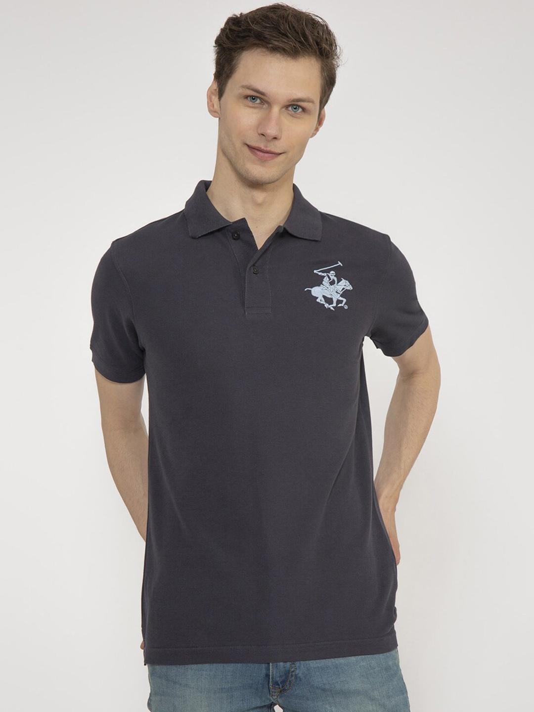 

Beverly Hills Polo Club Men Black Solid Polo Collar T-shirt