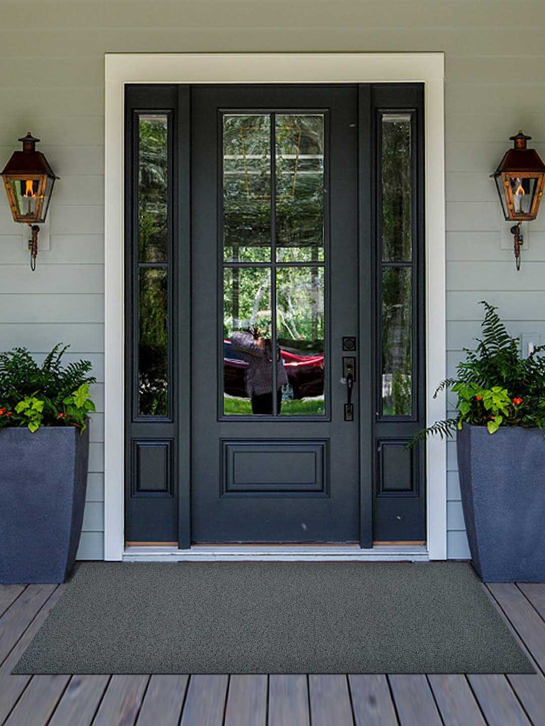 

Kuber Industries Grey Solid Rubber Anti-Slip Doormat