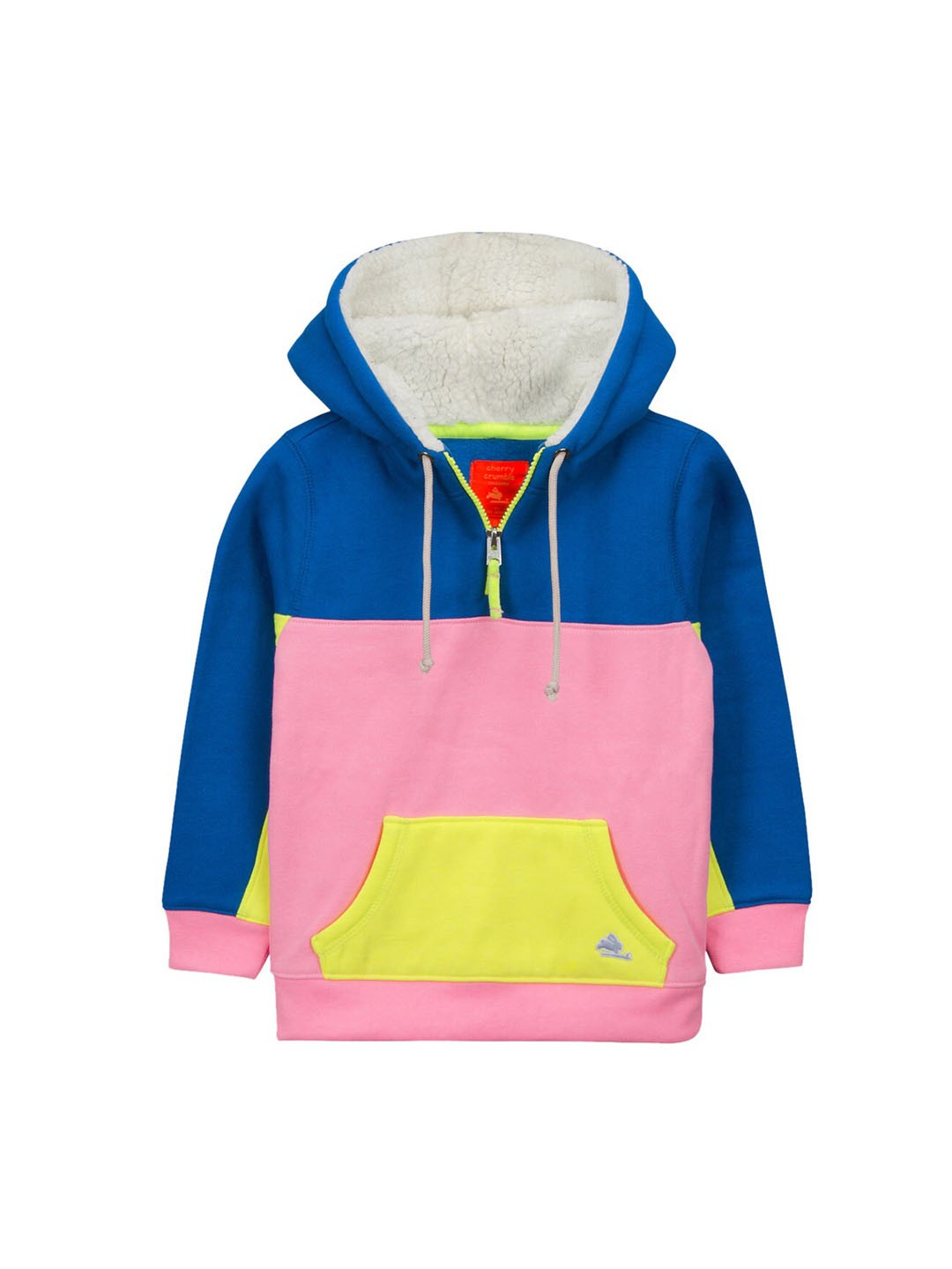 

Cherry Crumble Unisex Kids Blue & Pink Colourblocked Hooded Sweatshirt
