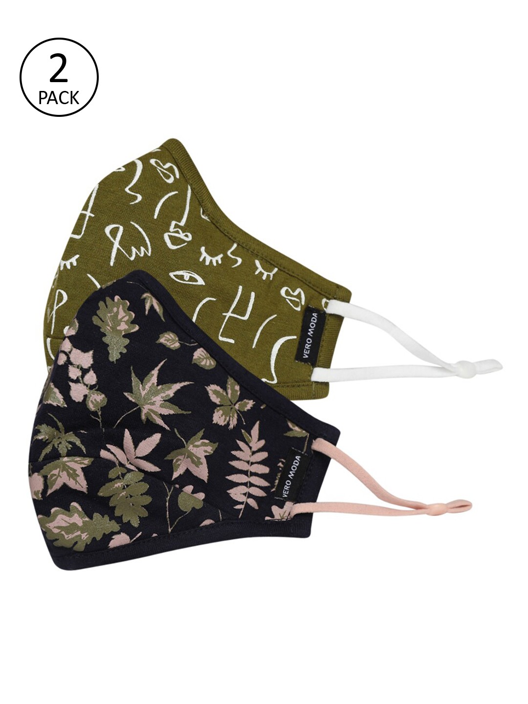 

Vero Moda Women Pack of 2 Pcs Navy Blue & Green Reusable 3-Ply Protective Outdoor Masks