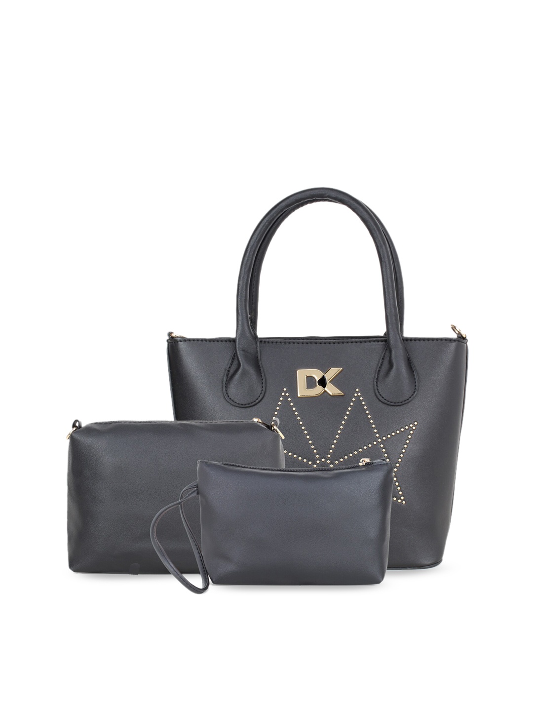 

Diana Korr Grey Embellished Handheld Bag With 2 Pouches