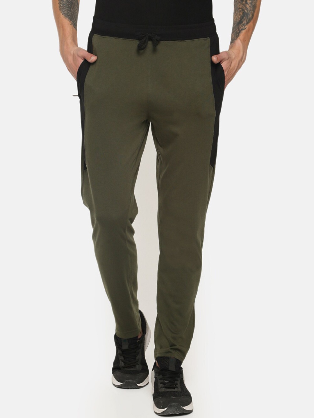 

Dollar Men Olive Green Solid Athleisure Track Pants