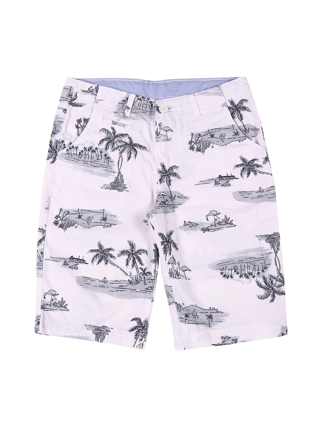 

Pantaloons Junior Boys White Printed Regular Fit Regular Shorts
