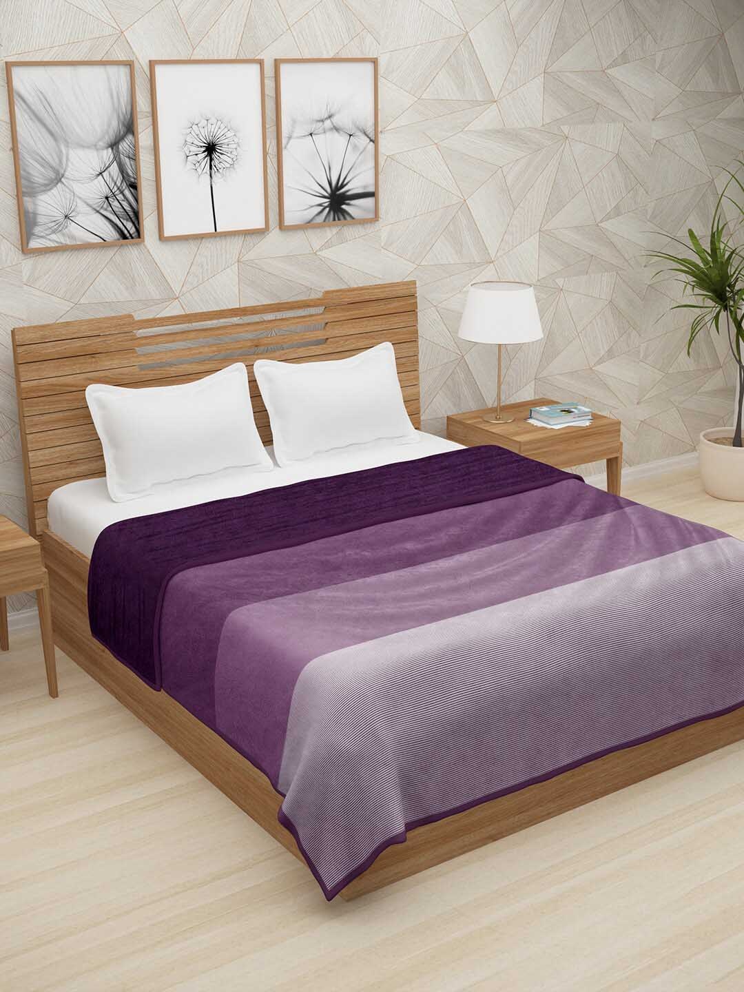 

Story@home Purple Striped AC Room 400 GSM Double Bed Blanket