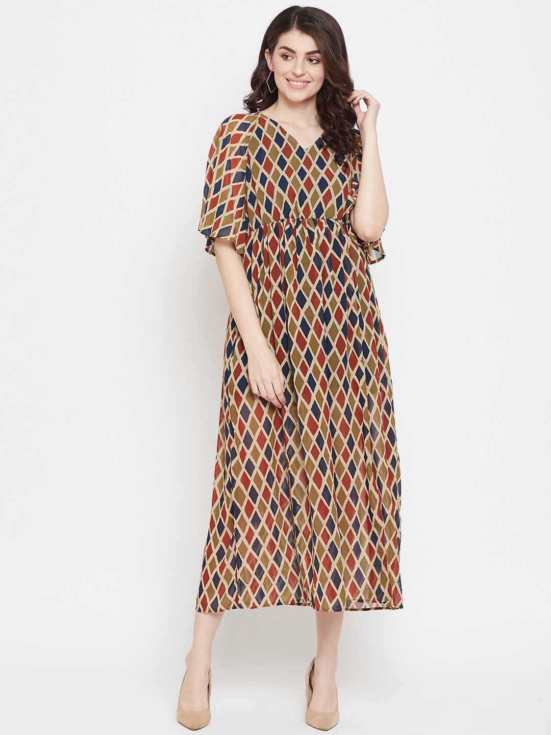 

Ruhaans Women Multicoloured Printed Empire Dress, Multi