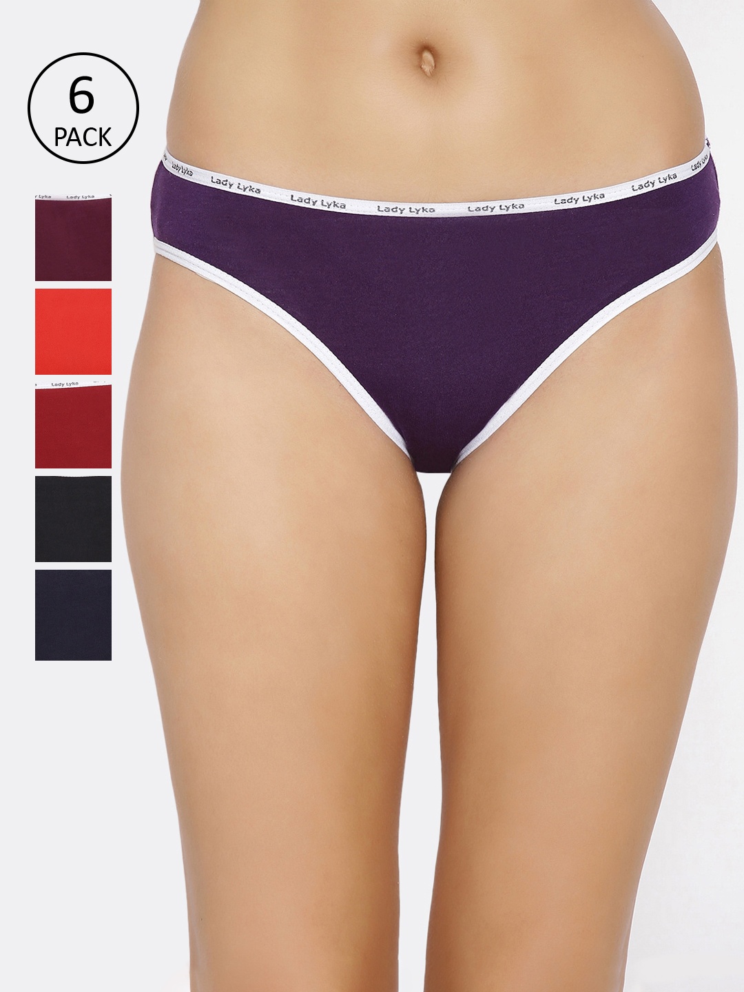 

Lady Lyka Women Pack Of 6 Solid Basic Briefs UCL, Multi