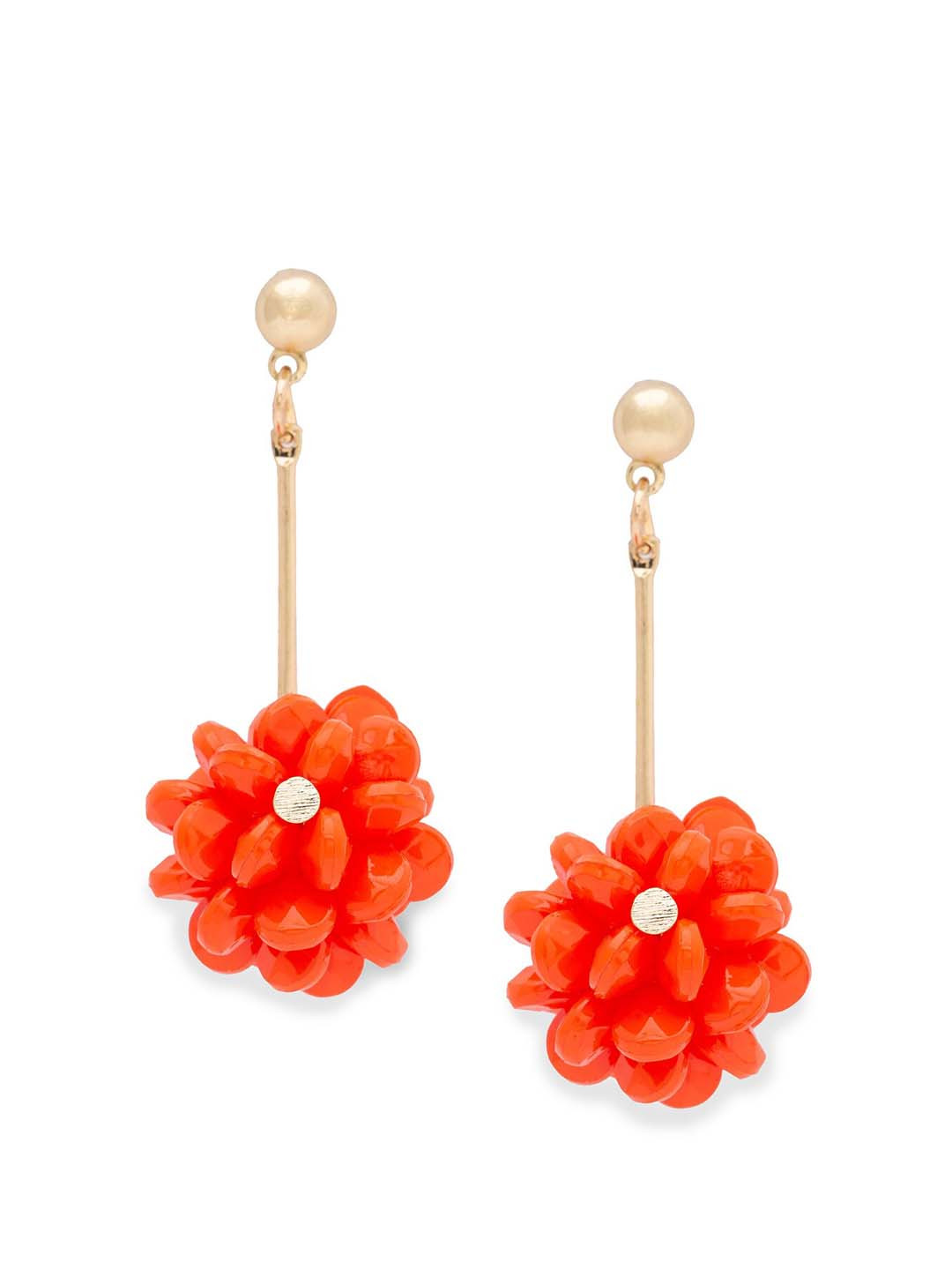 

Globus Gold-Toned & Orange Contemporary Drop Earrings