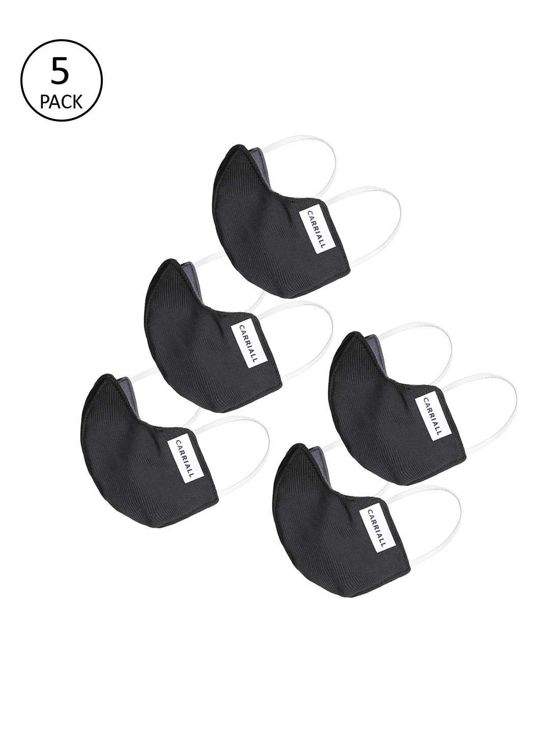 

CARRIALL Unisex 5 Pcs Black 3-Ply Anti-Pollution Reusable Cloth Masks