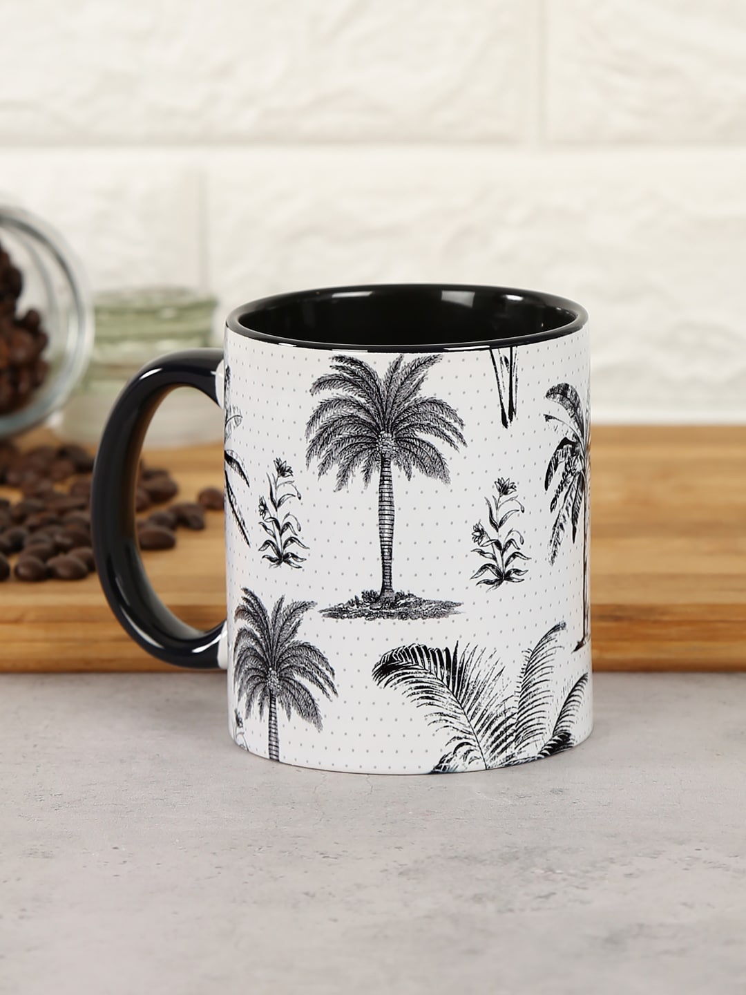 

India Circus by Krsnaa Mehta White & Black Monochrome Palms Coffee Mug 100 ml