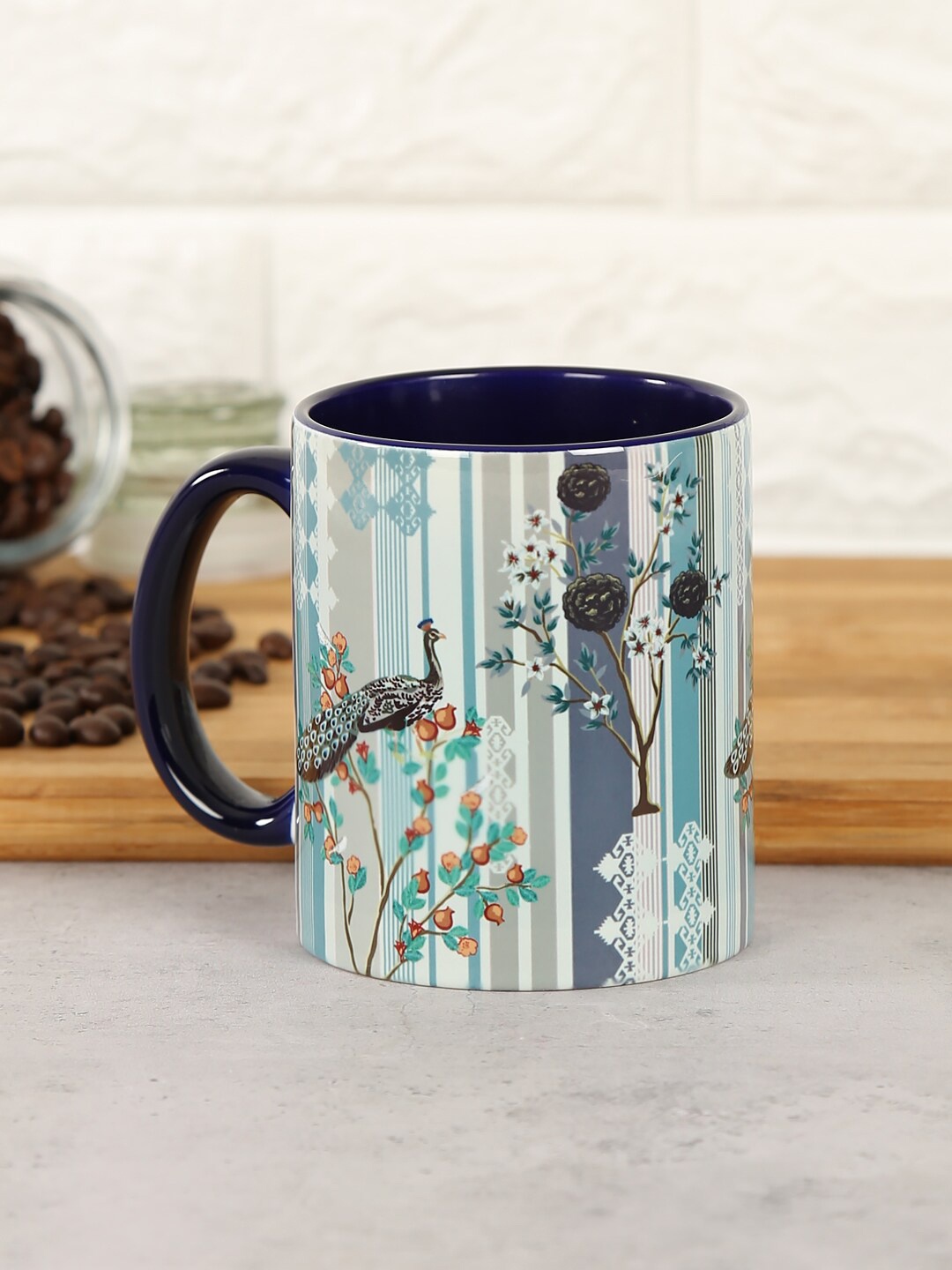 

India Circus by Krsnaa Mehta Teal Blue Peafowl Eclipse Coffee Mug 100 ml