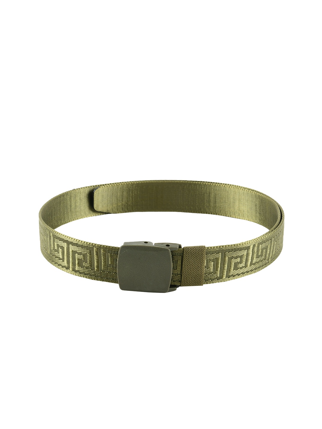 

WINSOME DEAL Men Olive Green Textured Belt
