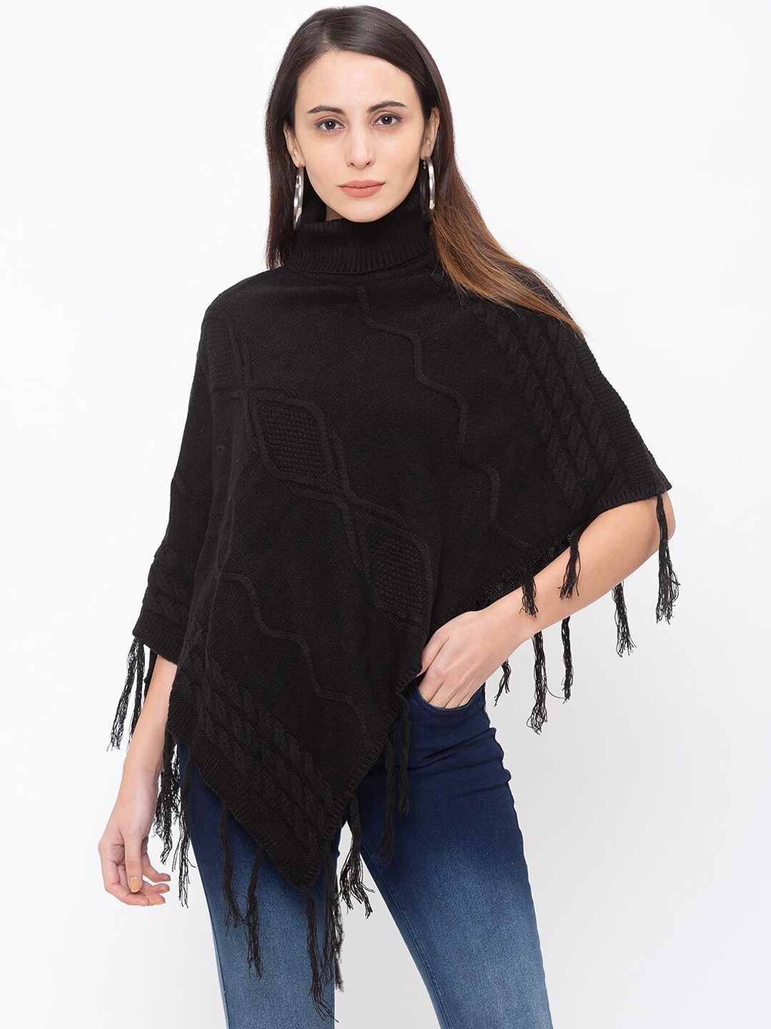 

Globus Women Black Self Design Kaftan Pure Cotton Top