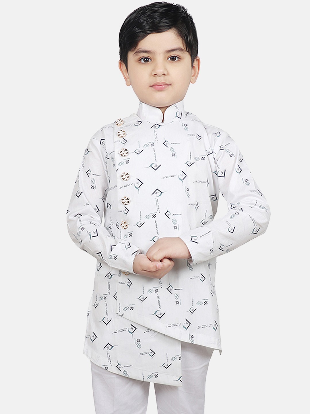 

SG YUVRAJ Boys White Printed A-Line Kurta