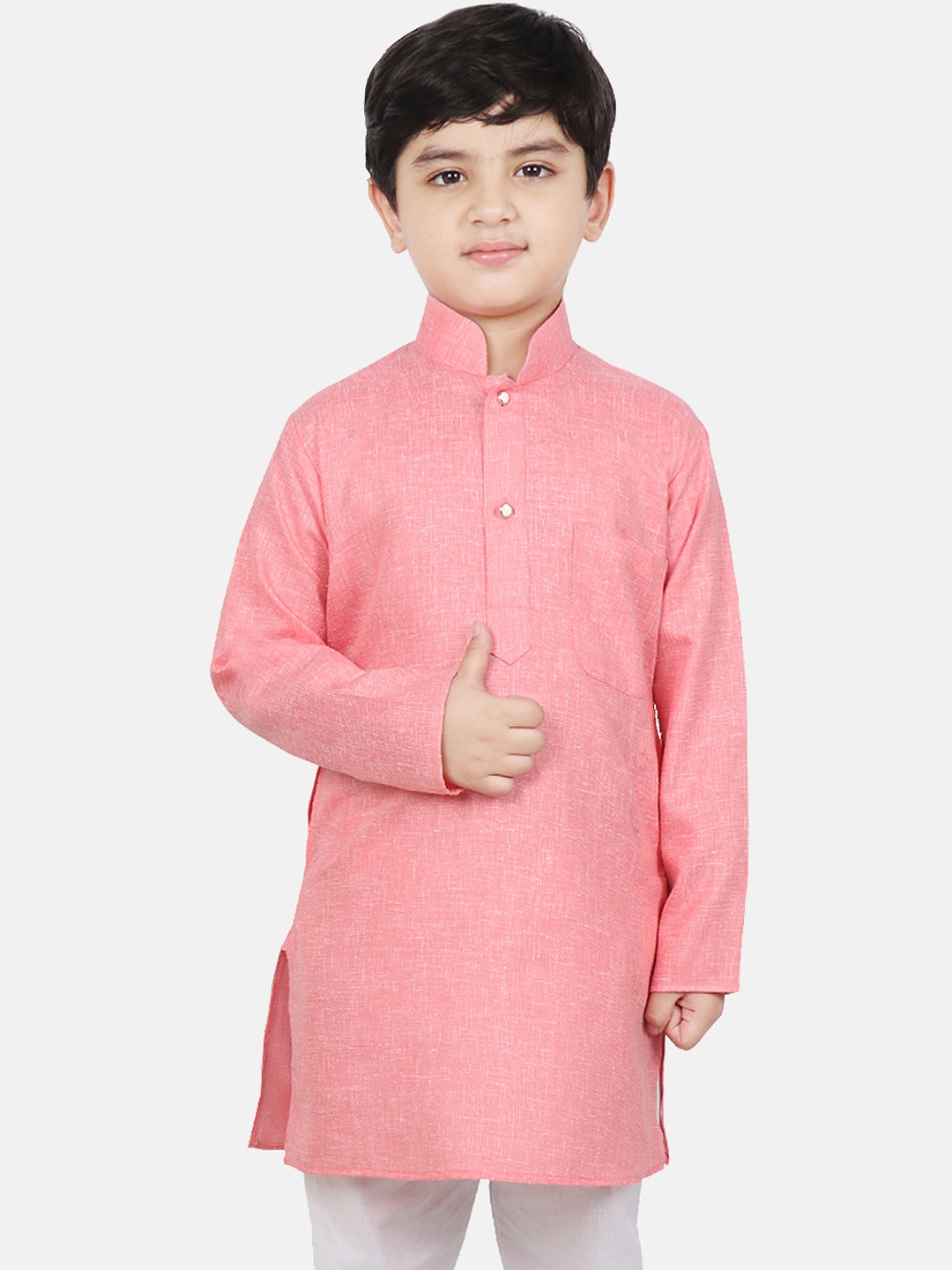 

SG YUVRAJ Boys Pink Solid Straight Kurta